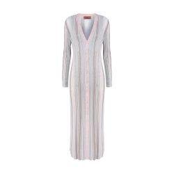 Long cardigan in vertical striped knit with sequins by MISSONI