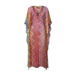 Long cover up kaftan in zigzag print fabric by MISSONI