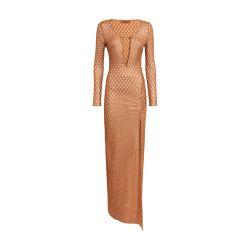 Long lace-effect dress with V neckline and appliqués by MISSONI