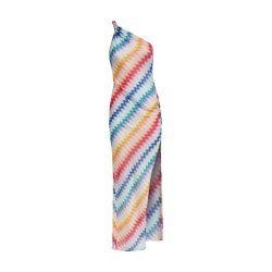 Long one-shoulder cover up with zigzag print by MISSONI