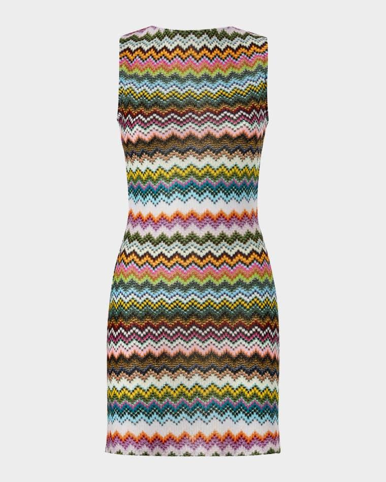 Mare Open-Back Striped Metallic Crochet Mini Dress by MISSONI