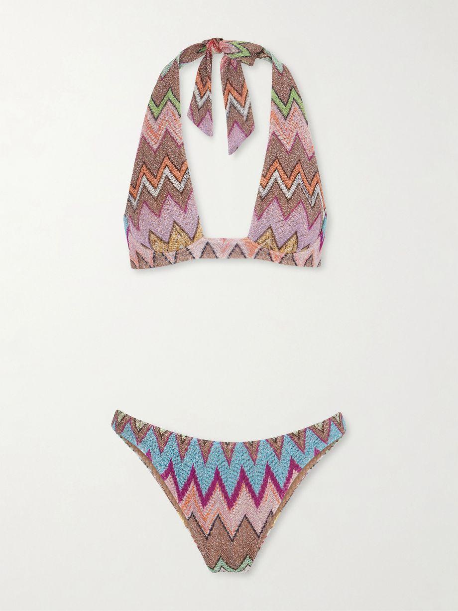 Mare striped metallic crochet-knit bikini by MISSONI
