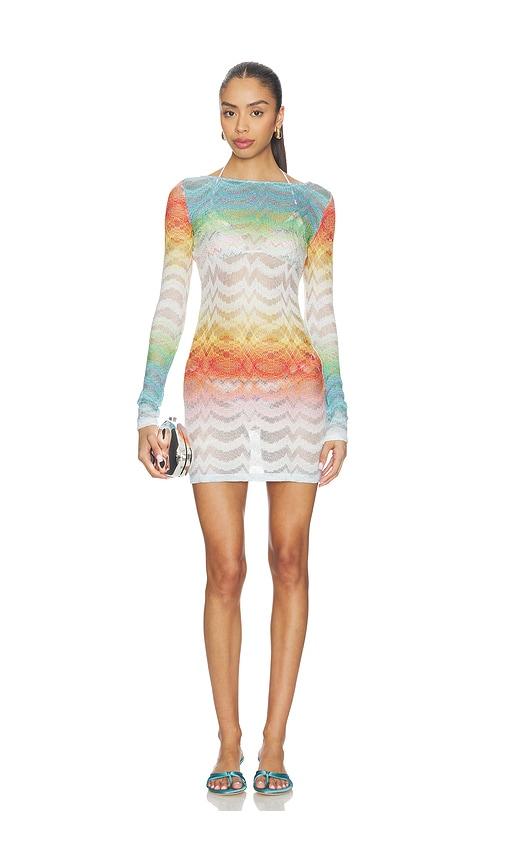Missoni Long Sleeve Mini Dress in Blue,Orange by MISSONI