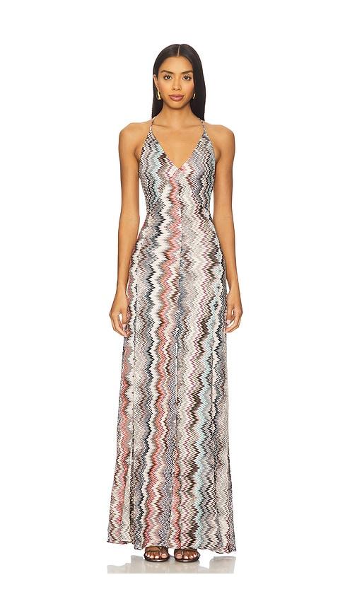 Missoni Sleeveless Long Dress in White,Brown by MISSONI