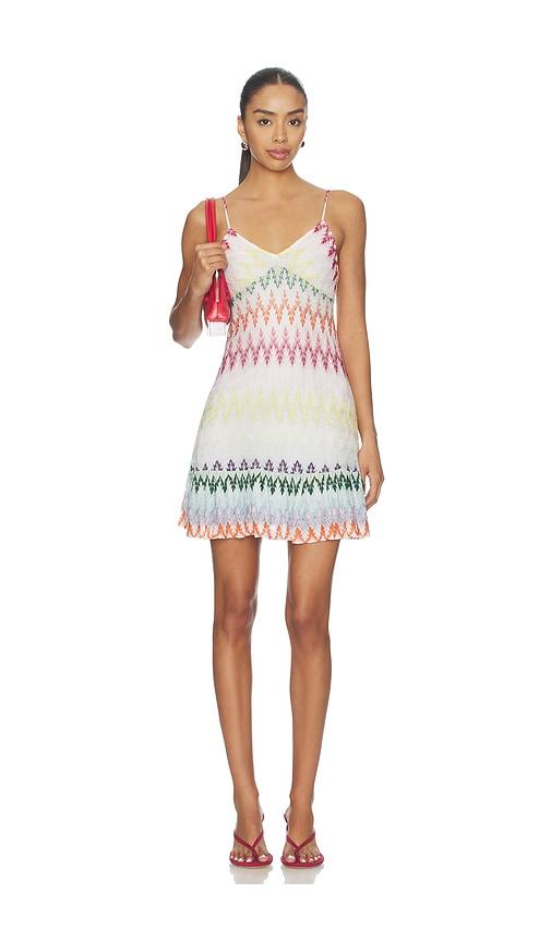 Missoni Sleeveless Short Dress in Metallic Neutral,Yellow by MISSONI