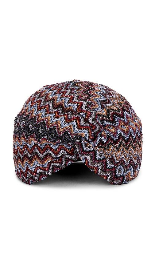 Missoni Turban in Black, Red & Blue Chevron Multi in Wine by MISSONI