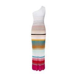 One-shoulder dress in striped ribbed knit with lurex by MISSONI