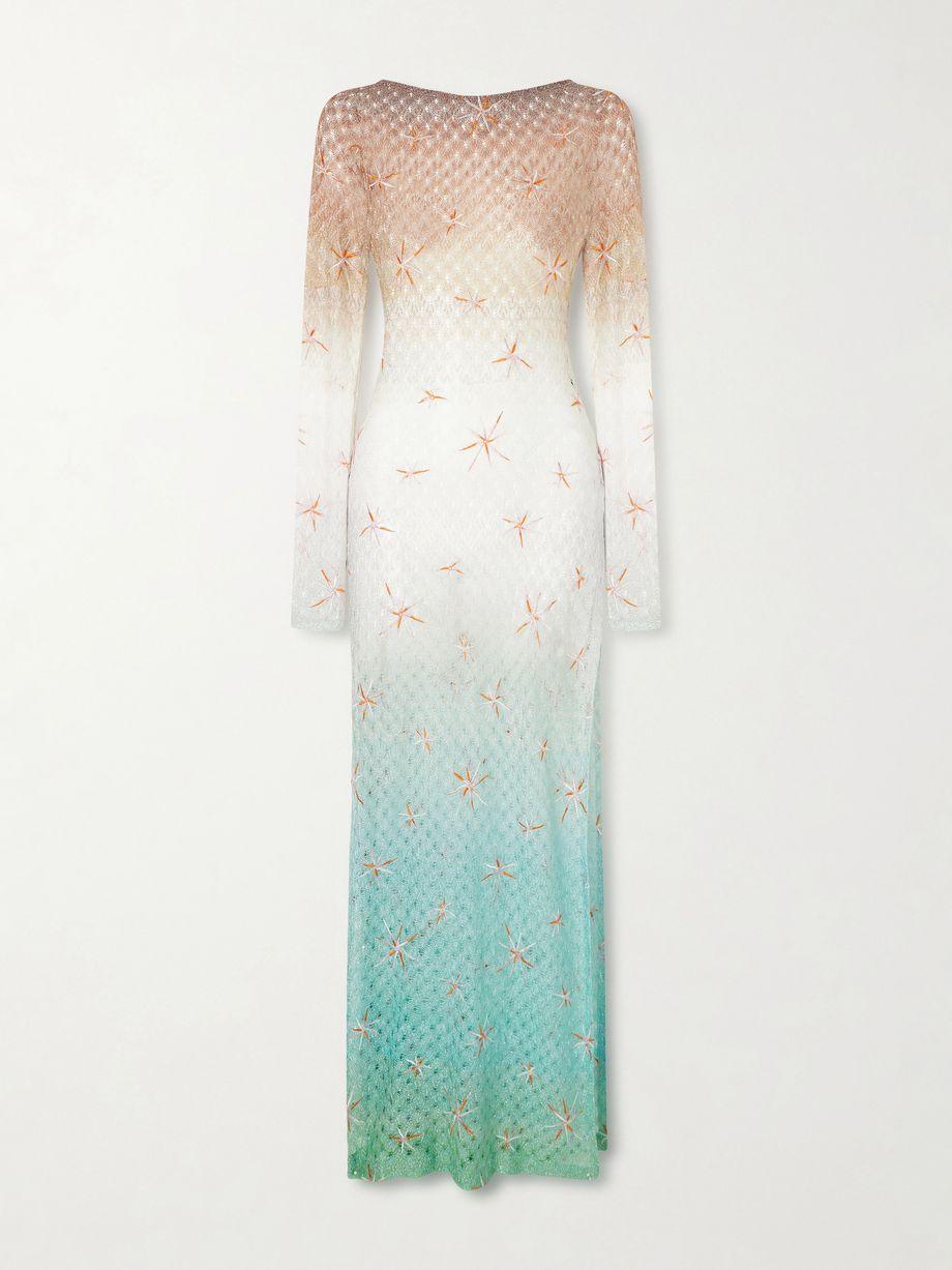 Open-back dégradé embroidered metallic crochet-knit maxi dress by MISSONI