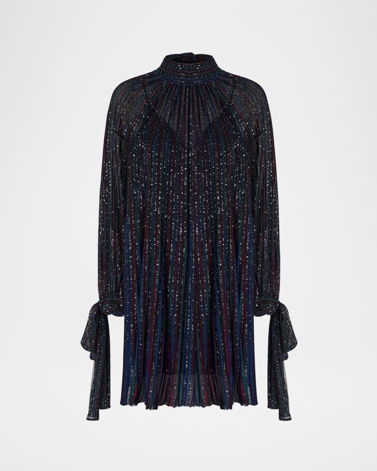 Paillette Striped Long-Sleeve Mini Dress by MISSONI