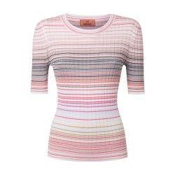 Short-sleeved crew-neck jumper in striped viscose and cotton by MISSONI