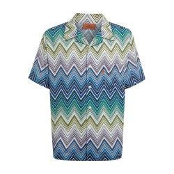 Short-sleeved shirt in viscose with large zigzag print by MISSONI