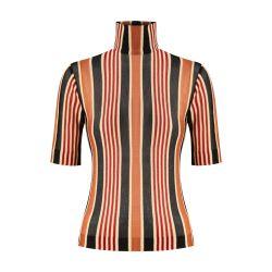 Short-sleeved turtleneck in striped cotton and viscose by MISSONI