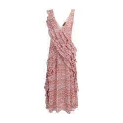 Snake motif midi dress with flounces and lurex by MISSONI