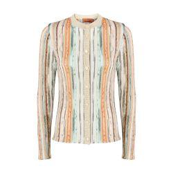 Striped lamé slub crewneck cardigan by MISSONI