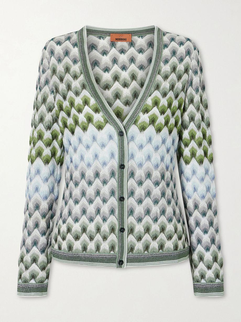Striped metallic crochet-knit cardigan by MISSONI