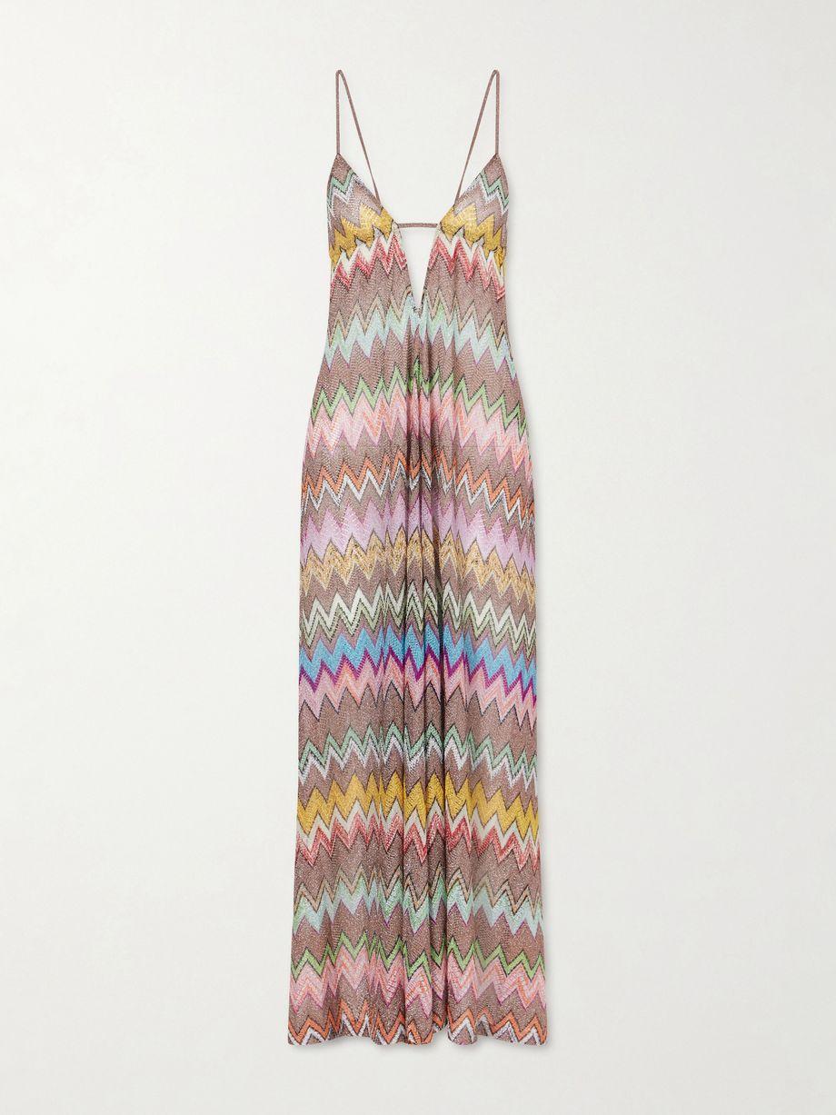 Striped metallic crochet-knit coverup by MISSONI