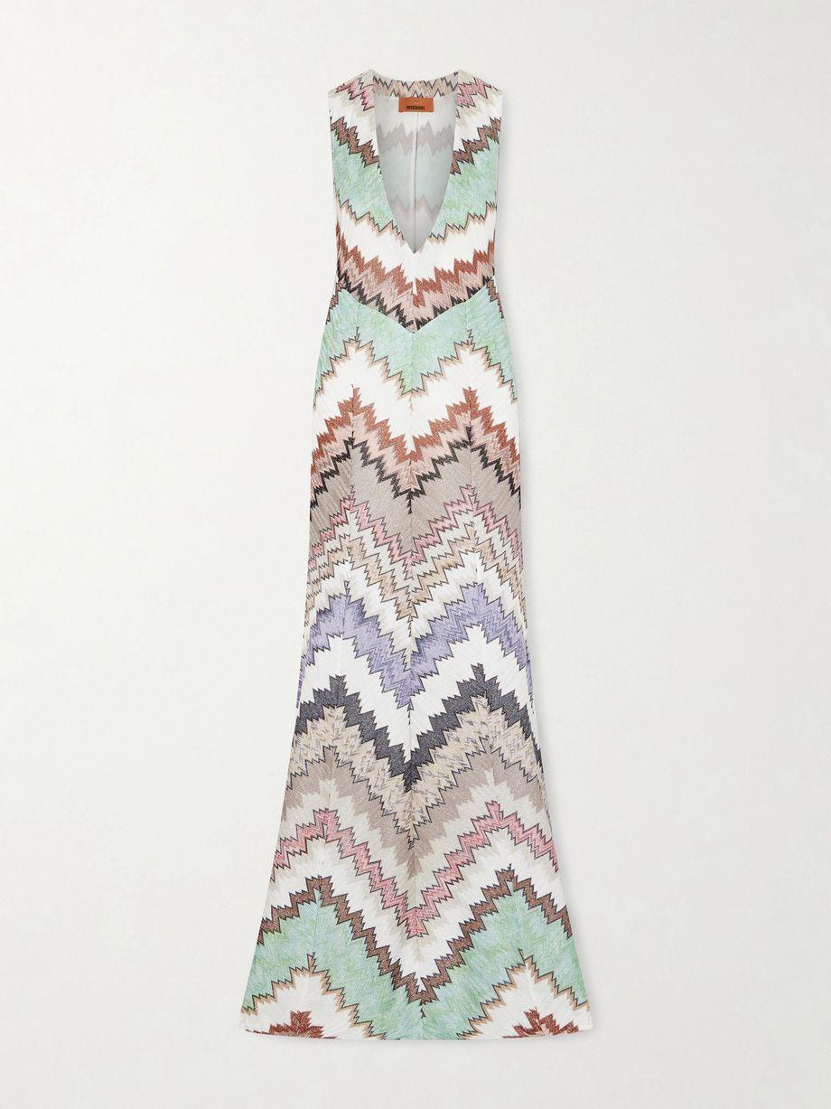 Striped metallic crochet-knit maxi dress by MISSONI