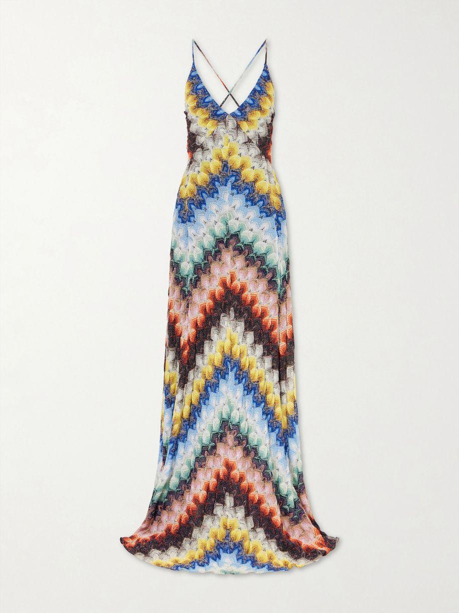 Striped metallic crochet-knit maxi dress by MISSONI