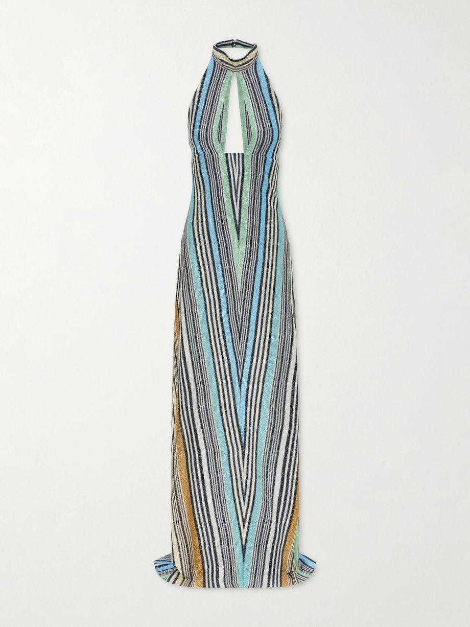 Striped metallic crochet-knit maxi dress by MISSONI