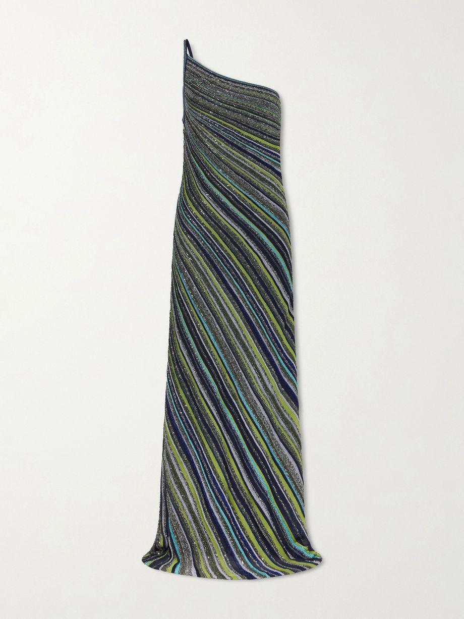Striped metallic crochet-knit maxi dress by MISSONI