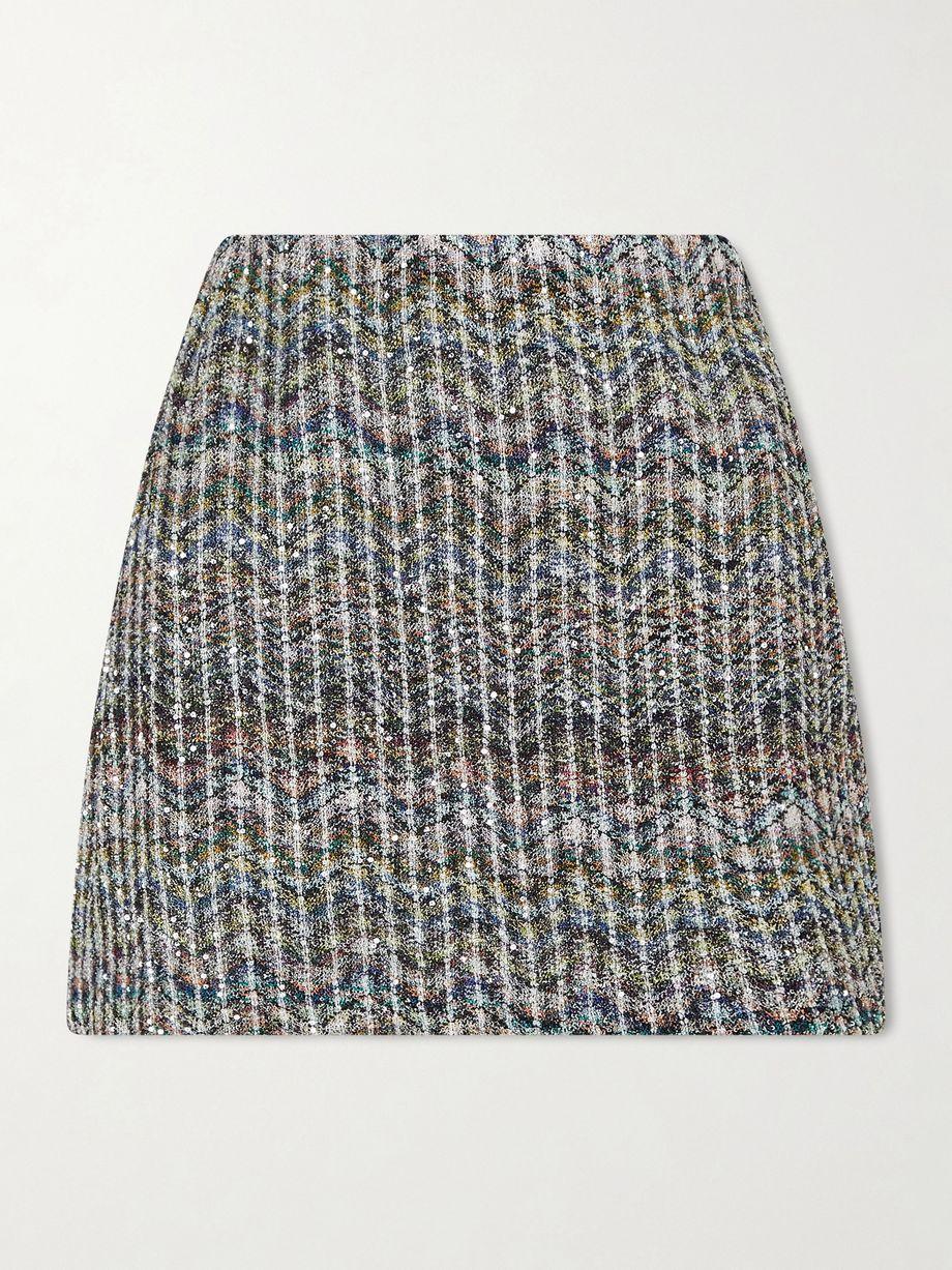 Striped metallic crochet-knit mini skirt by MISSONI