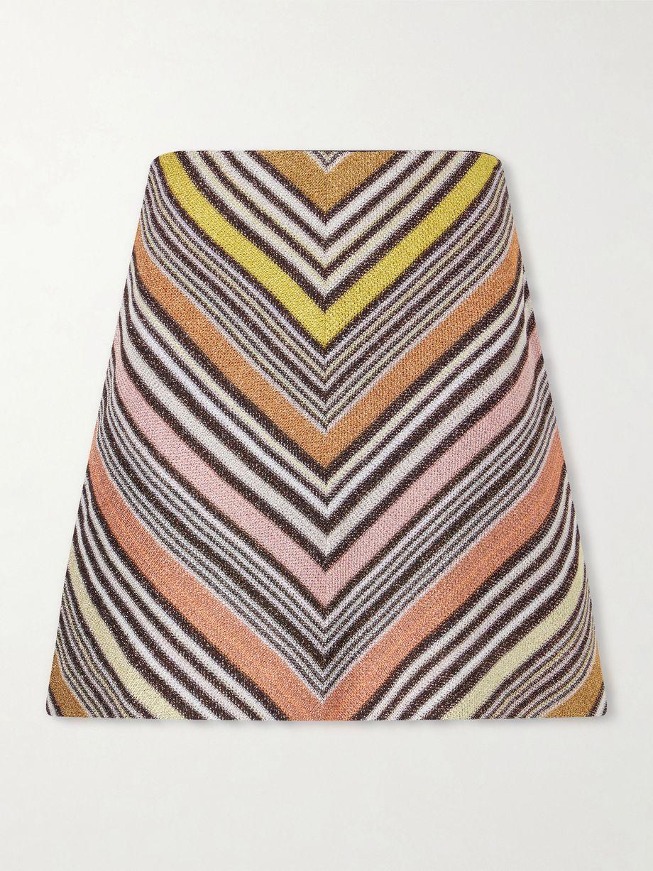 Striped metallic crochet-knit mini skirt by MISSONI