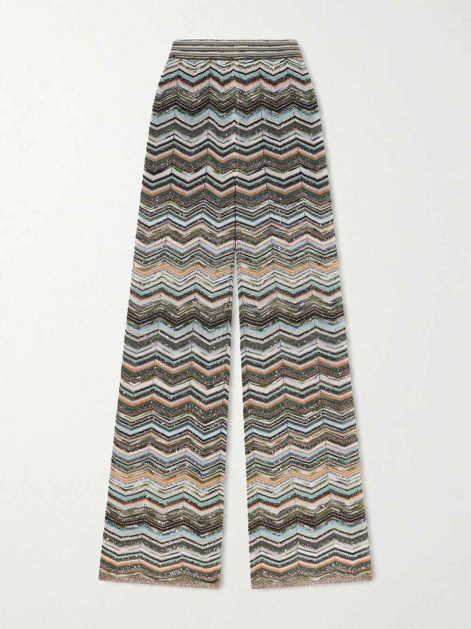 Striped metallic crochet-knit wide-leg pants by MISSONI