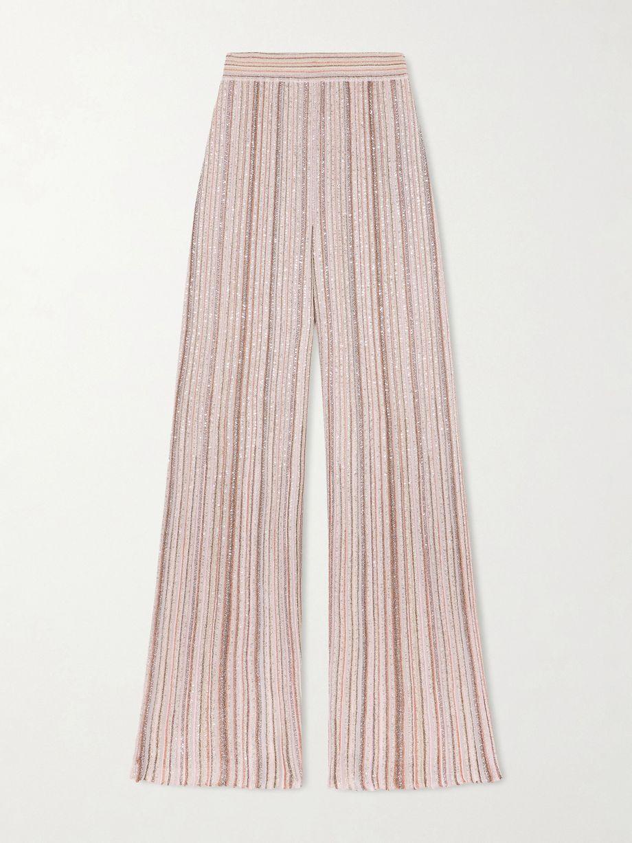 Striped metallic crochet-knit wide-leg pants by MISSONI