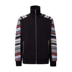 Sweatshirt in cotton with zip and zigzag inserts by MISSONI