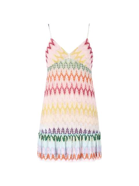 V-neck chevron-pattern mini dress by MISSONI