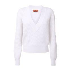 V-neck in zigzag knit pullover by MISSONI