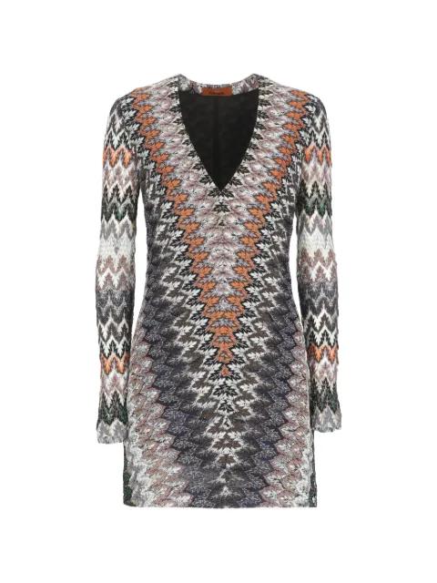 V-neck patterned dress by MISSONI