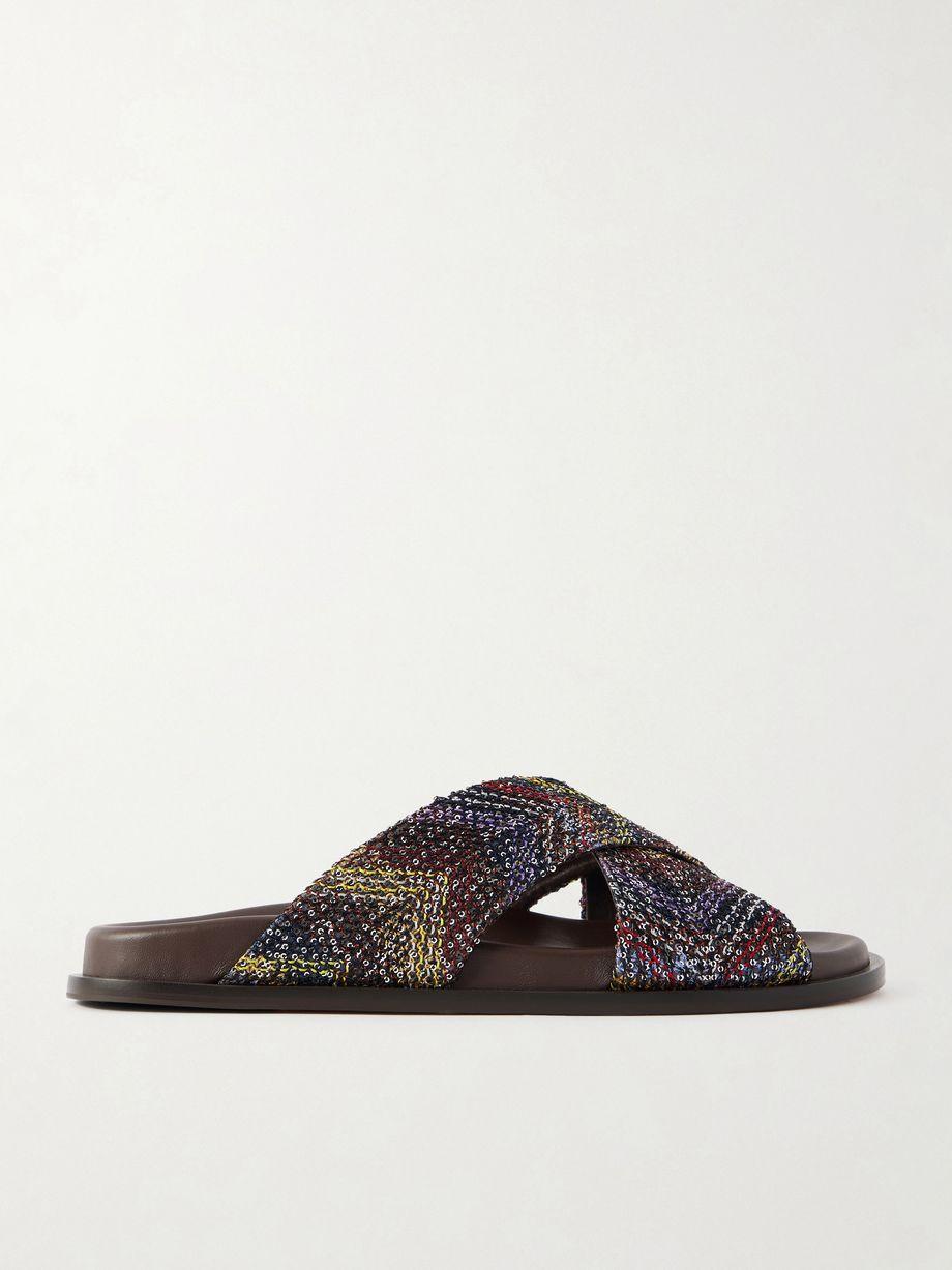 Viola sequin-embellished striped woven sandals by MISSONI