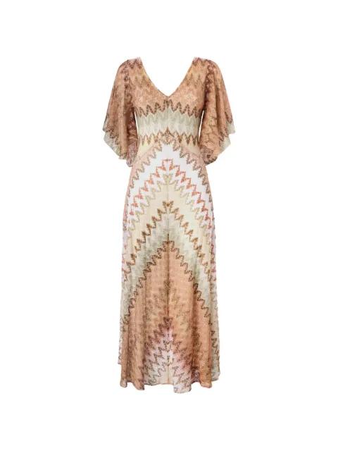Zigzag butterfly-sleeve maxi dress by MISSONI