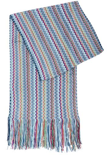 Zigzag-intarsia fine-knit scarf by MISSONI