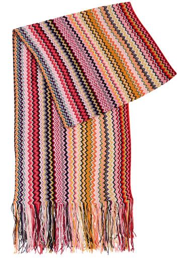 Zigzag-intarsia fine-knit scarf by MISSONI