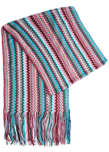 Zigzag-intarsia fine-knit scarf by MISSONI