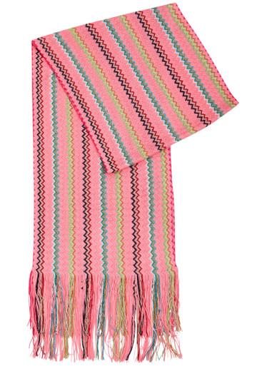 Zigzag-intarsia fine-knit scarf by MISSONI