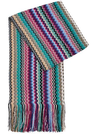 Zigzag-intarsia metallic-knit scarf by MISSONI