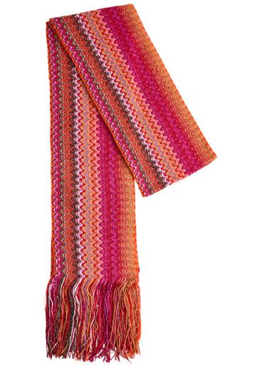 Zigzag-intarsia metallic-knit scarf by MISSONI