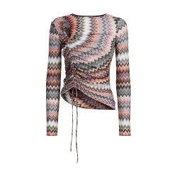 Zigzag long-sleeved top with gathers and cut-out detail by MISSONI