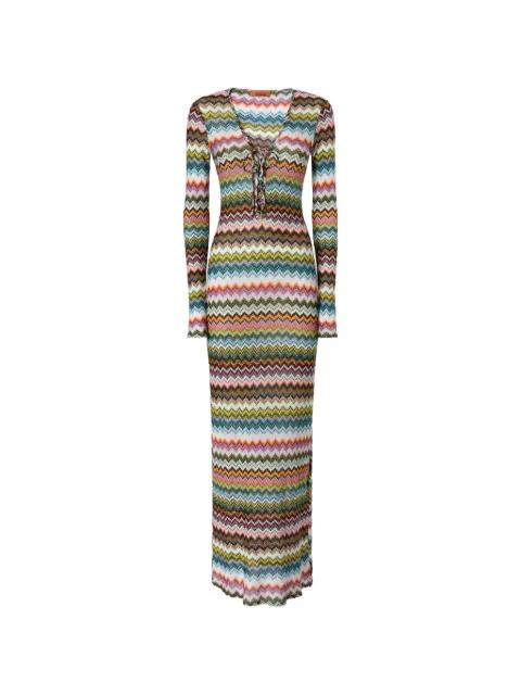 Zigzag-pattern tie beach dress by MISSONI