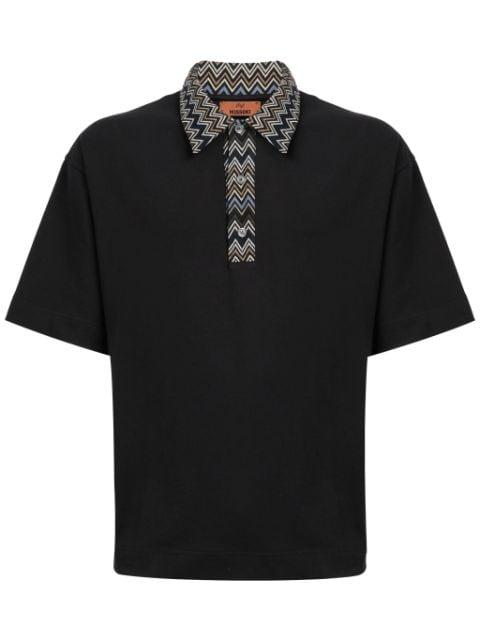 chevron knit-insert cotton polo shirt by MISSONI