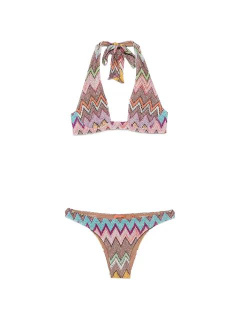 chevron-knit lamé bikini by MISSONI