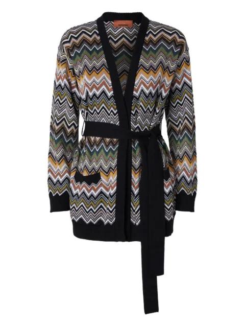 chevron-pattern belted cardigan by MISSONI