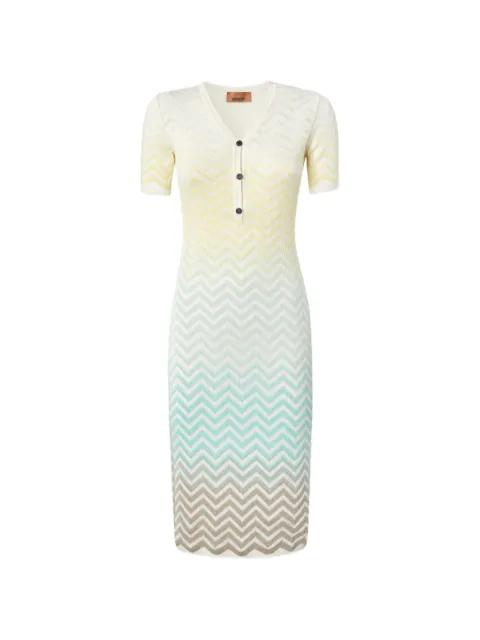 chevron-pattern buttoned midi dress by MISSONI