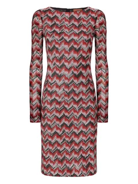 chevron-pattern long-sleeve midi dress by MISSONI