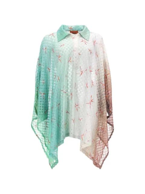 crochet-knit floral-embroidered top by MISSONI