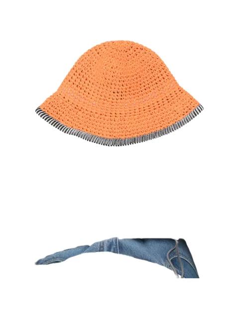 crochet-knit striped-trim hat by MISSONI
