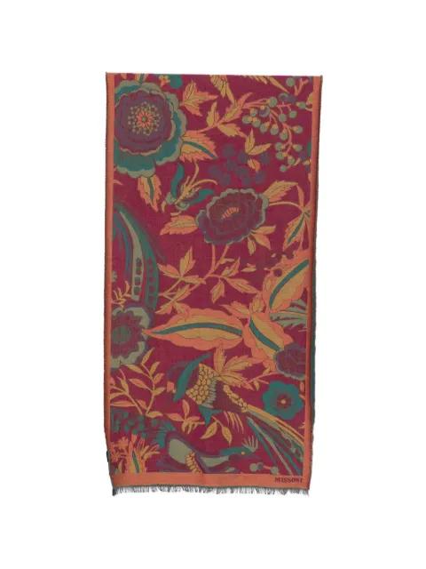floral-jacquard fringed scarf by MISSONI
